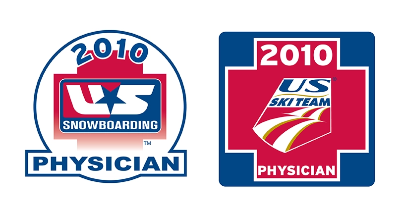 Image represents logos of Team Physician 2010 for U.S. Snowboarding and Ski Team.