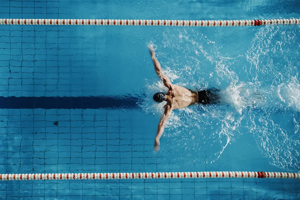 Photo of an athlete swimming in a pool